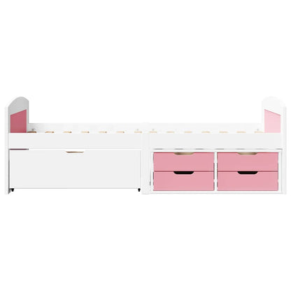 Day Bed with 5 Drawers without Mattress IRUN White&Pink 90x200 cm