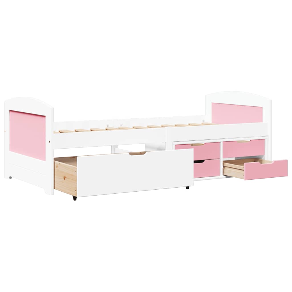 Day Bed with 5 Drawers without Mattress IRUN White&Pink 90x200 cm