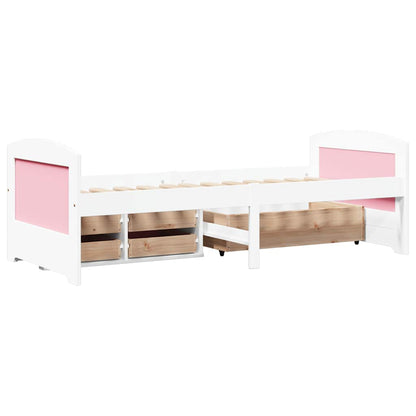 Day Bed with 5 Drawers without Mattress IRUN White&Pink 90x200 cm