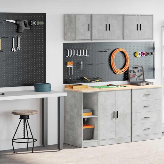 Garage Cabinets 2 pcs Concrete Grey Engineered Wood
