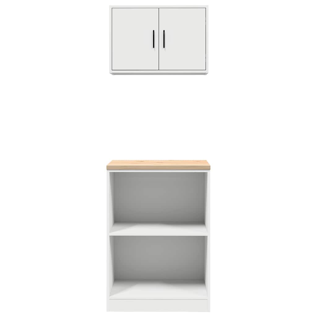 Garage Cabinets 2 pcs White Engineered Wood