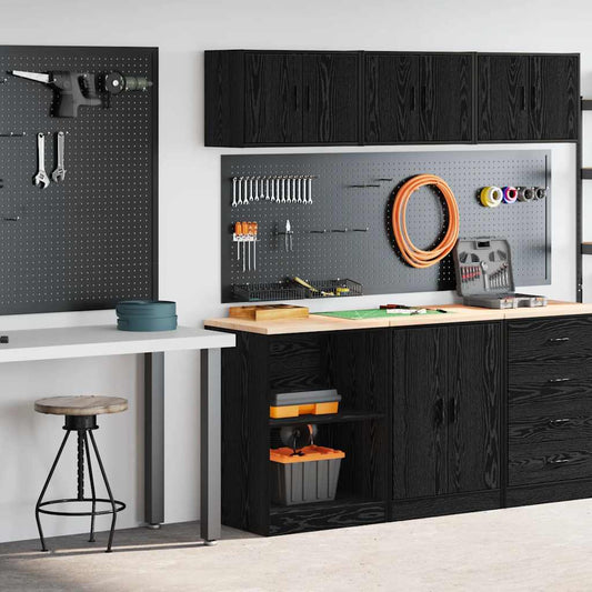 Garage Cabinets 2 pcs Black Engineered Wood