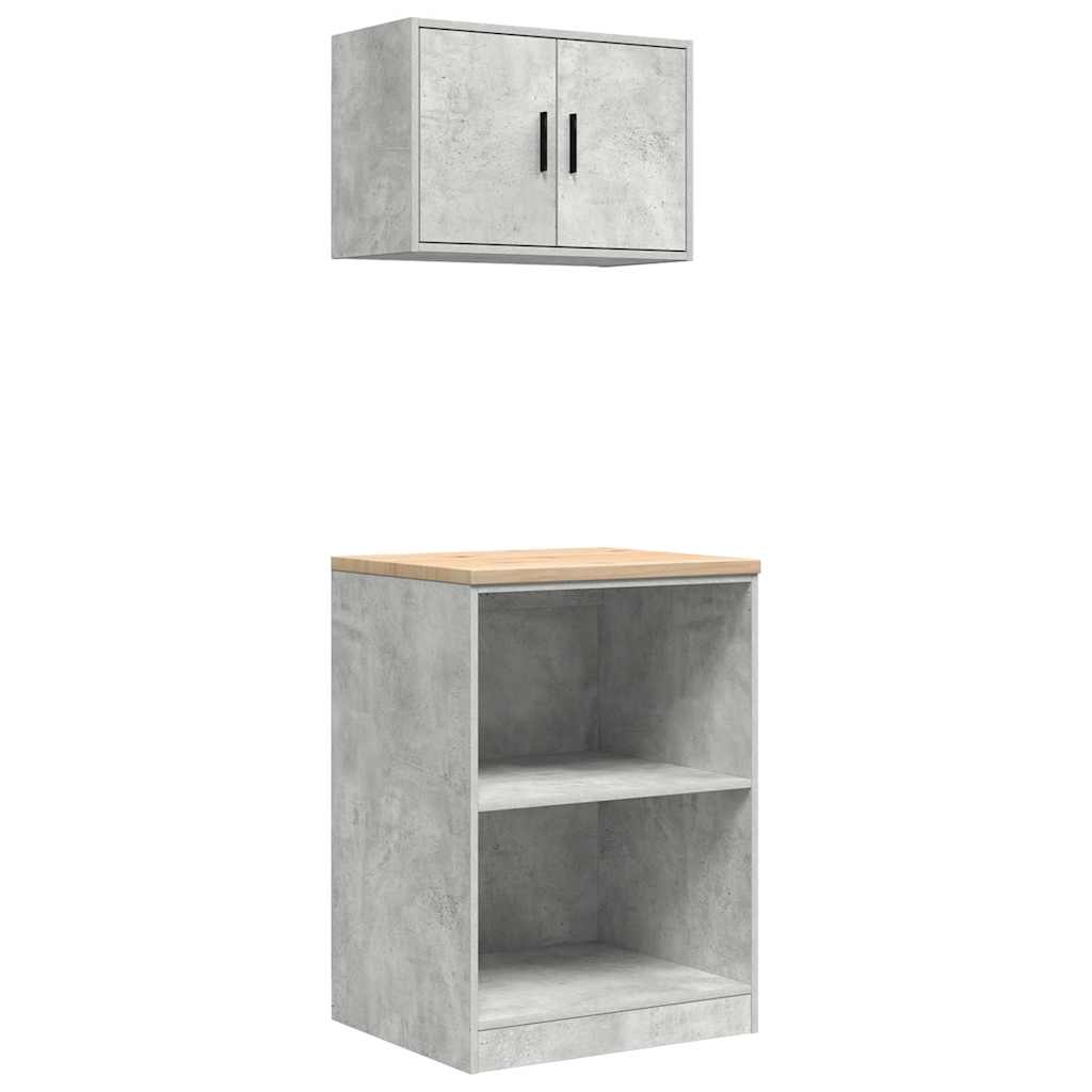 Garage Cabinets 2 pcs Concrete Grey Engineered Wood