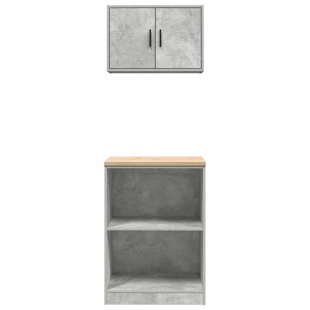 Garage Cabinets 2 pcs Concrete Grey Engineered Wood