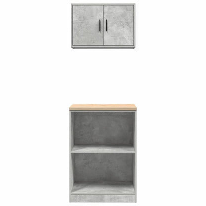Garage Cabinets 2 pcs Concrete Grey Engineered Wood