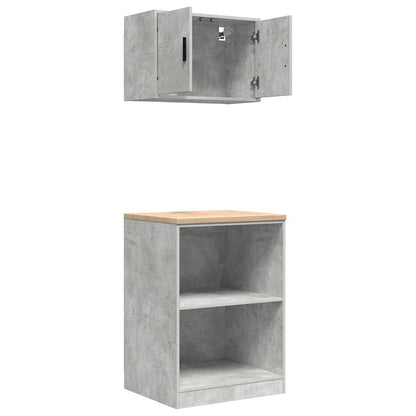 Garage Cabinets 2 pcs Concrete Grey Engineered Wood