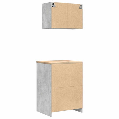 Garage Cabinets 2 pcs Concrete Grey Engineered Wood