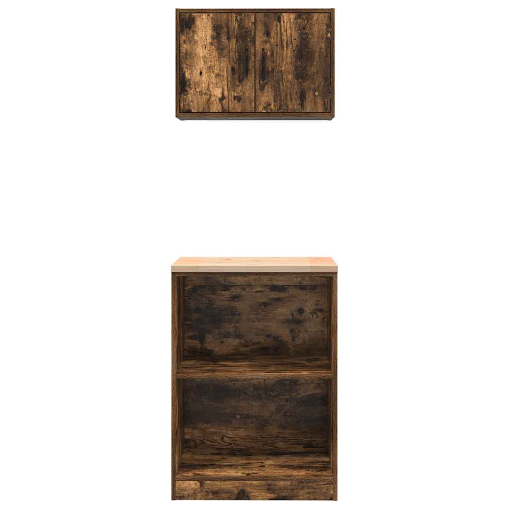 Garage Cabinets 2 pcs Smoked Oak Engineered Wood