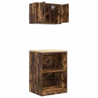 Garage Cabinets 2 pcs Smoked Oak Engineered Wood