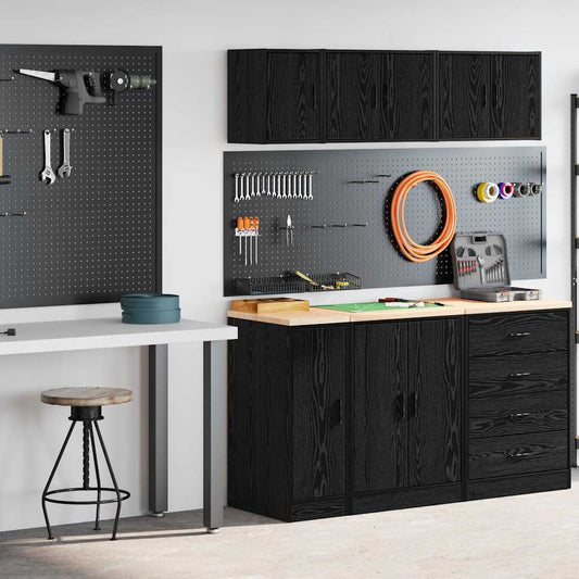 Garage Cabinets 2 pcs Black Engineered Wood