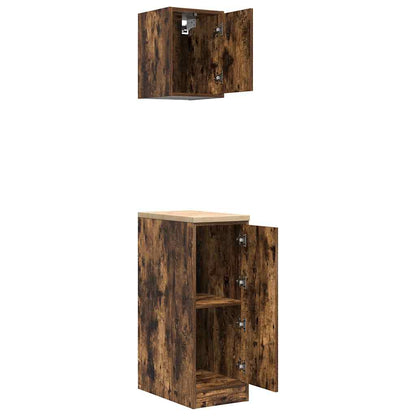 Garage Cabinets 2 pcs Smoked Oak Engineered Wood