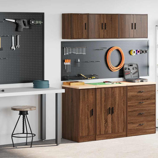 Garage Cabinets 2 pcs Brown Oak Engineered Wood