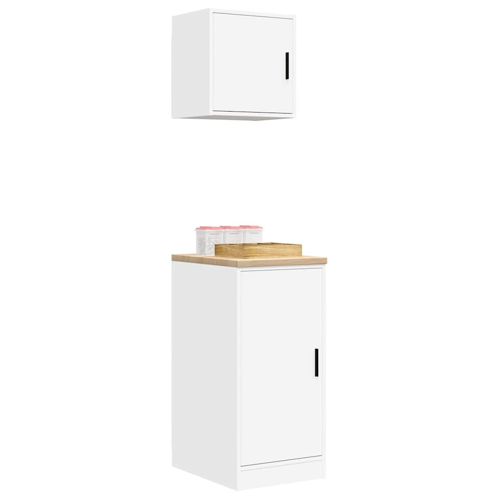 Garage Cabinets 2 pcs White Engineered Wood