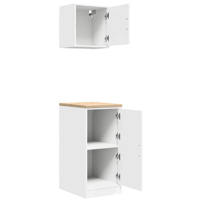 Garage Cabinets 2 pcs White Engineered Wood