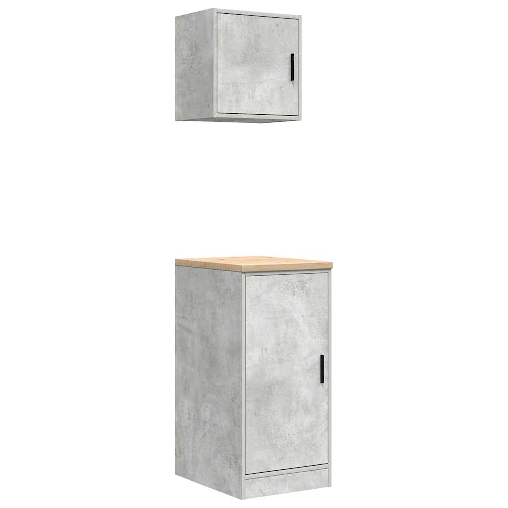 Garage Cabinets 2 pcs Concrete Grey Engineered Wood