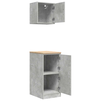 Garage Cabinets 2 pcs Concrete Grey Engineered Wood