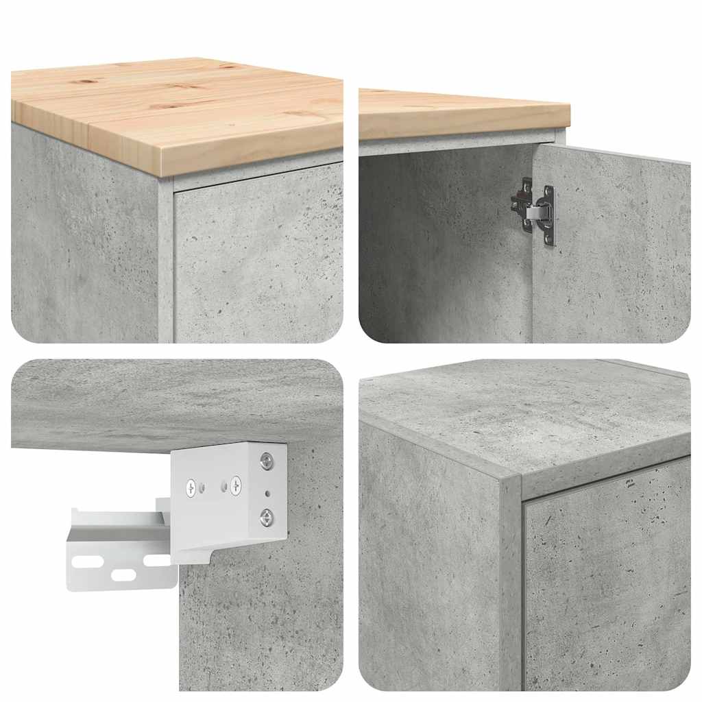 Garage Cabinets 2 pcs Concrete Grey Engineered Wood