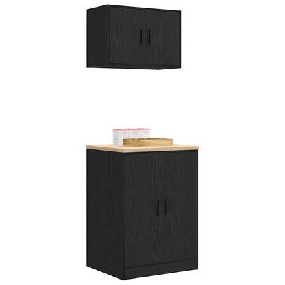Garage Cabinets 2 pcs Black Engineered Wood