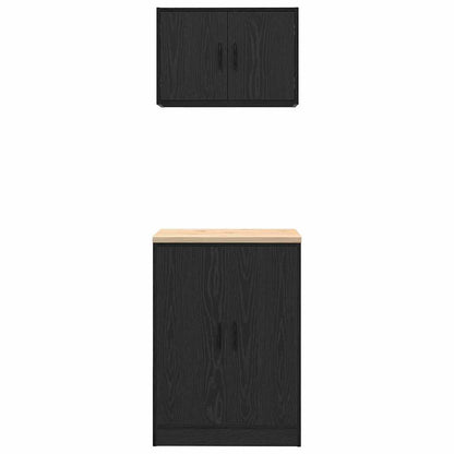 Garage Cabinets 2 pcs Black Engineered Wood