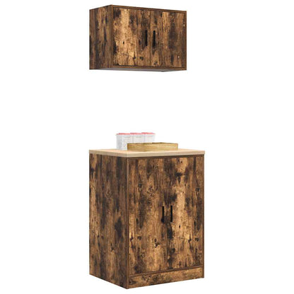 Garage Cabinets 2 pcs Smoked Oak Engineered Wood