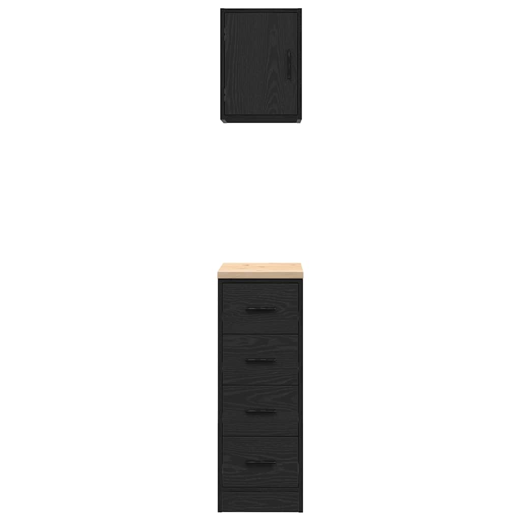 Garage Cabinets 2 pcs Black Engineered Wood