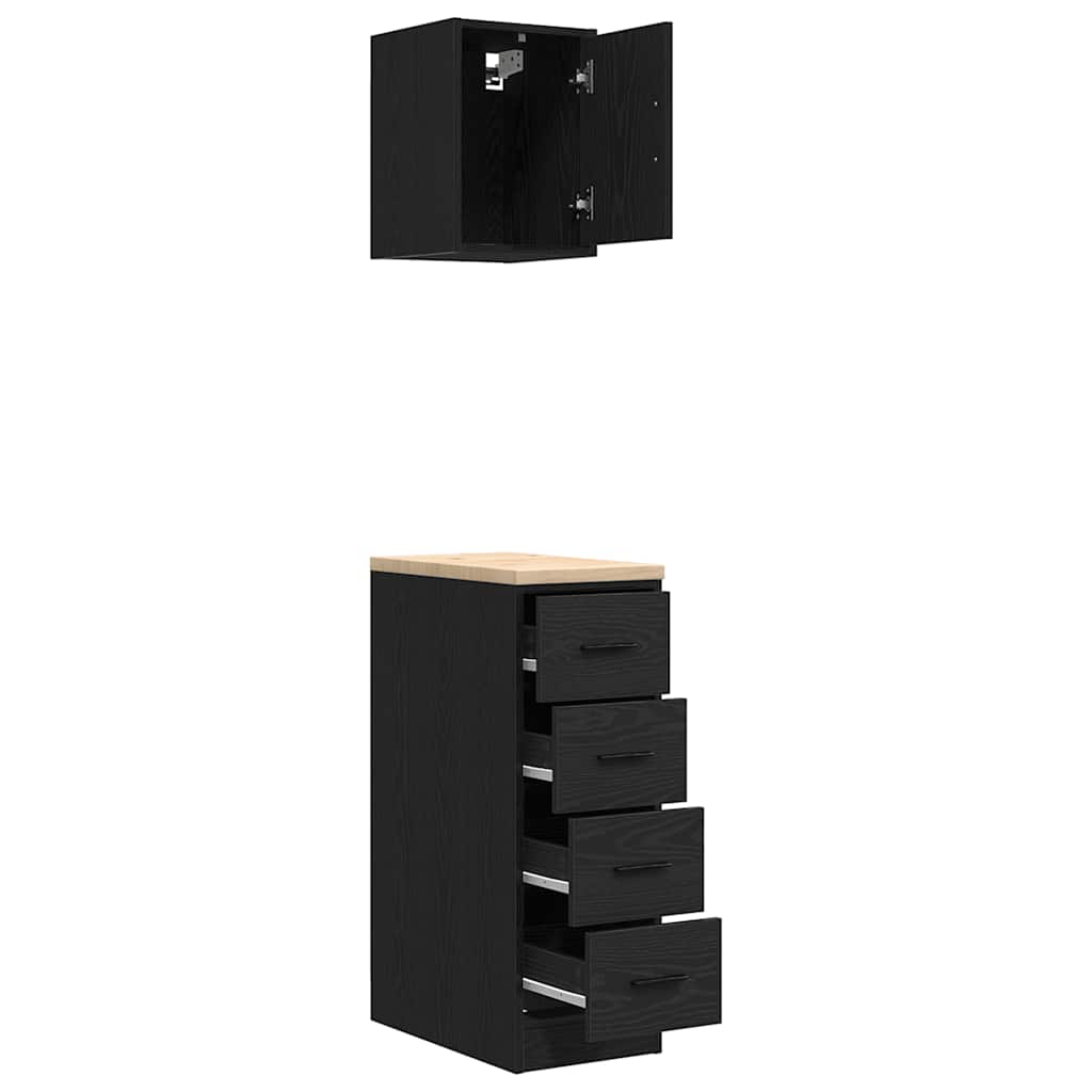 Garage Cabinets 2 pcs Black Engineered Wood