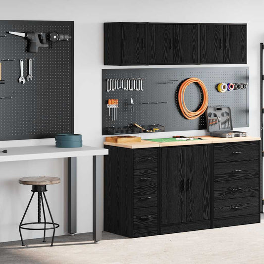 Garage Cabinets 2 pcs Black Engineered Wood