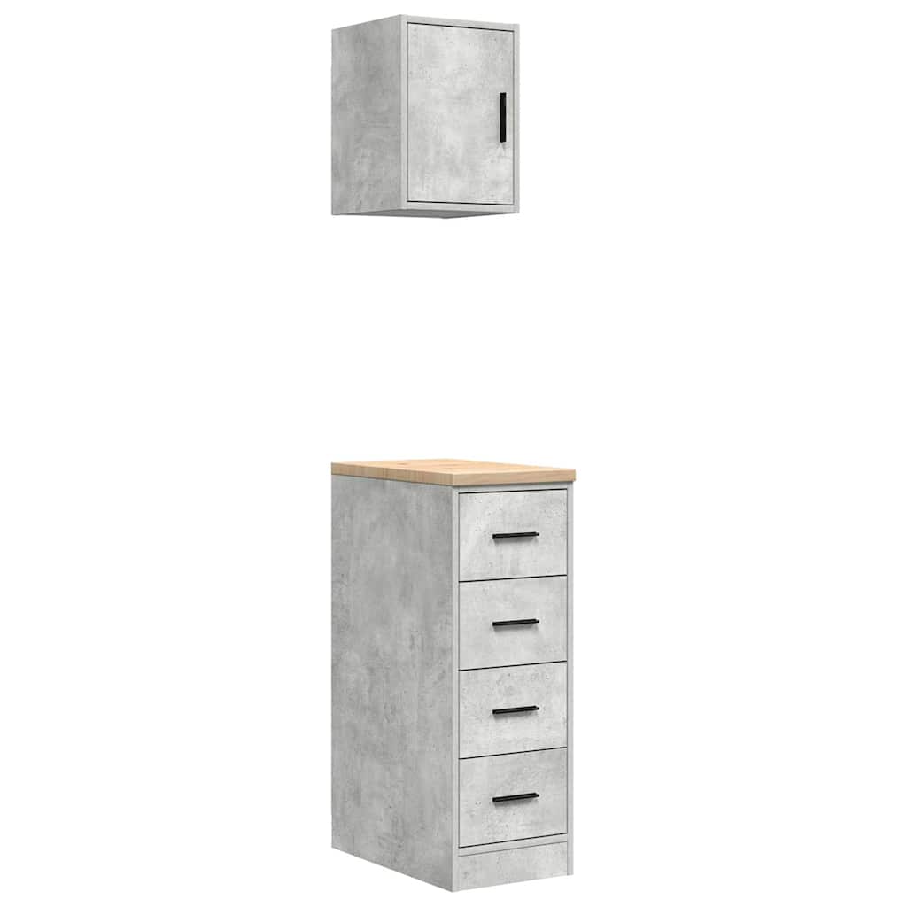 Garage Cabinets 2 pcs Concrete Grey Engineered Wood