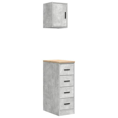 Garage Cabinets 2 pcs Concrete Grey Engineered Wood