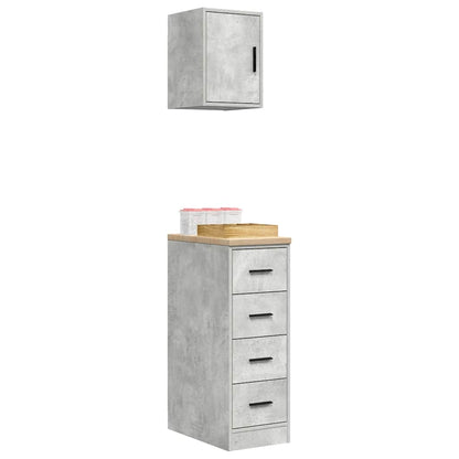 Garage Cabinets 2 pcs Concrete Grey Engineered Wood