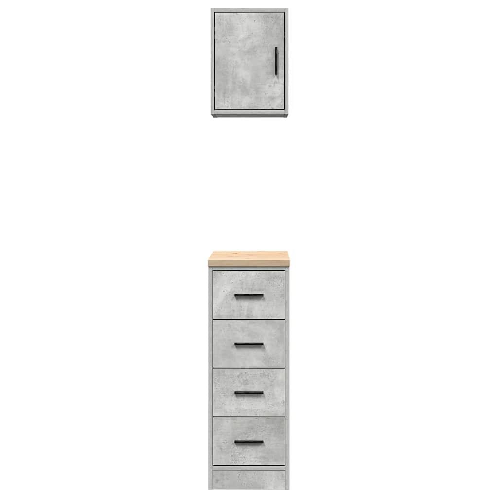 Garage Cabinets 2 pcs Concrete Grey Engineered Wood