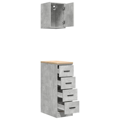 Garage Cabinets 2 pcs Concrete Grey Engineered Wood