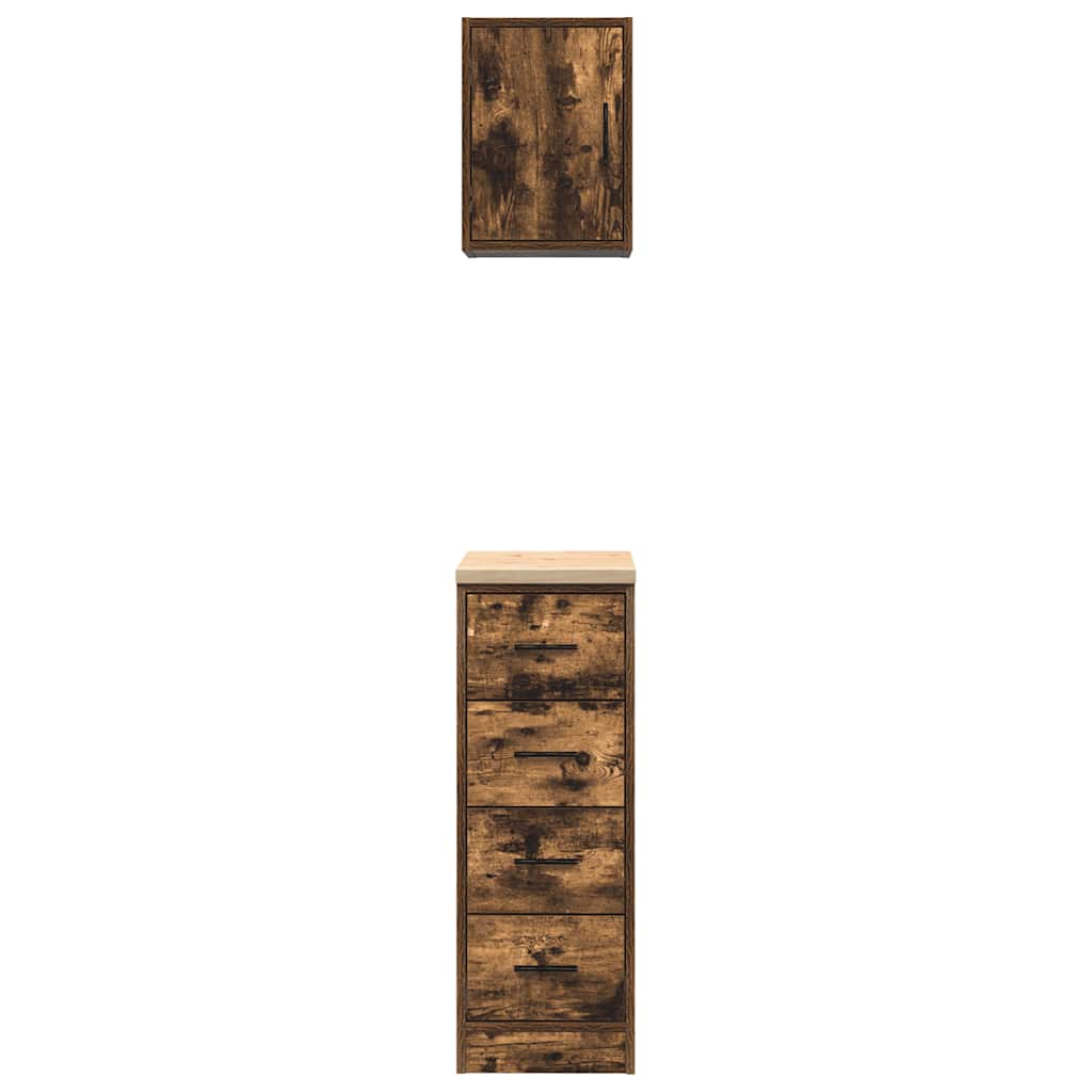 Garage Cabinets 2 pcs Smoked Oak Engineered Wood