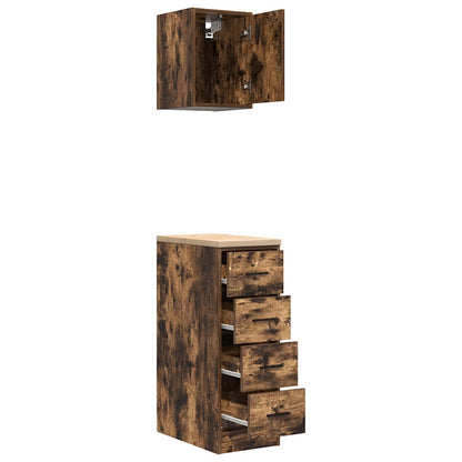 Garage Cabinets 2 pcs Smoked Oak Engineered Wood