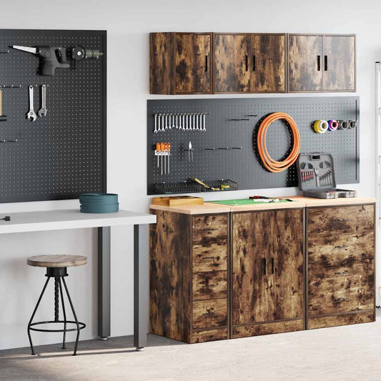 Garage Cabinets 2 pcs Smoked Oak Engineered Wood