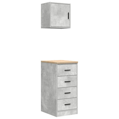 Garage Cabinets 2 pcs Concrete Grey Engineered Wood
