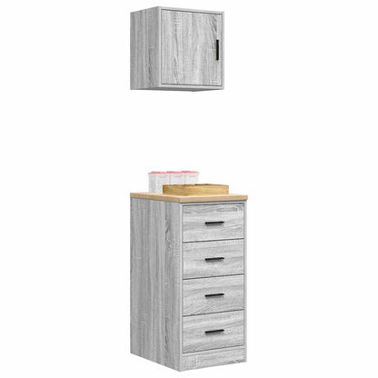 Garage Cabinets 2 pcs Concrete Grey Engineered Wood