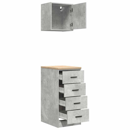 Garage Cabinets 2 pcs Concrete Grey Engineered Wood