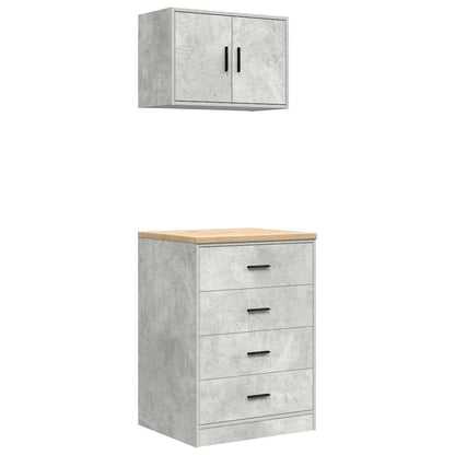 Garage Cabinets 2 pcs Concrete Grey Engineered Wood