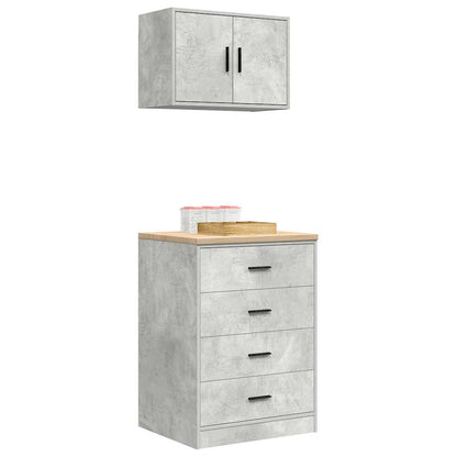 Garage Cabinets 2 pcs Concrete Grey Engineered Wood