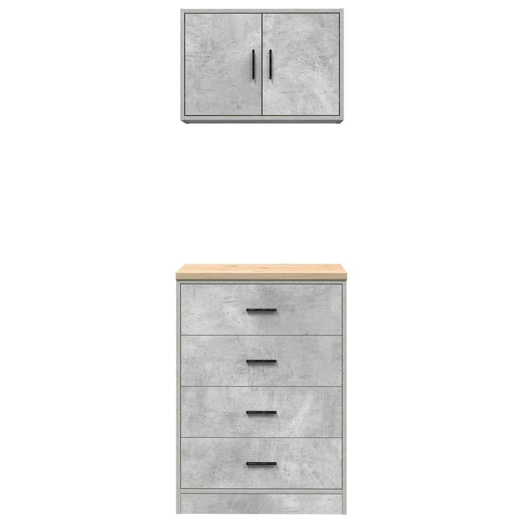 Garage Cabinets 2 pcs Concrete Grey Engineered Wood