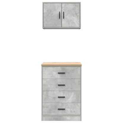 Garage Cabinets 2 pcs Concrete Grey Engineered Wood