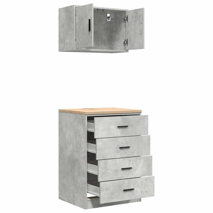 Garage Cabinets 2 pcs Concrete Grey Engineered Wood