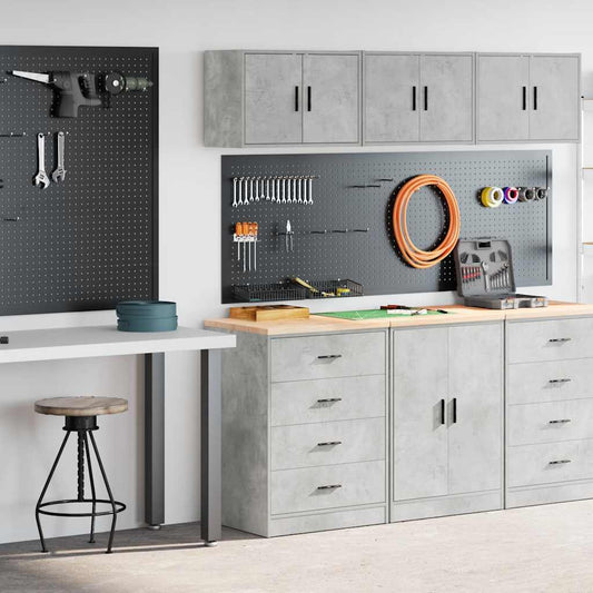 Garage Cabinets 2 pcs Concrete Grey Engineered Wood