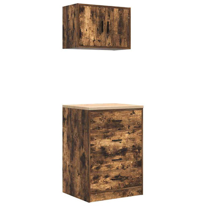 Garage Cabinets 2 pcs Smoked Oak Engineered Wood