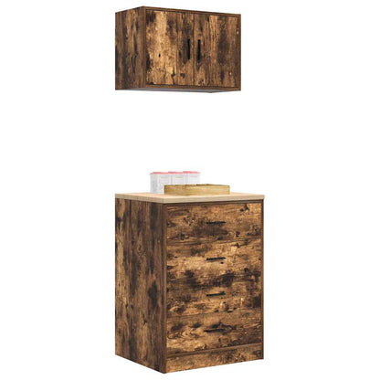 Garage Cabinets 2 pcs Smoked Oak Engineered Wood