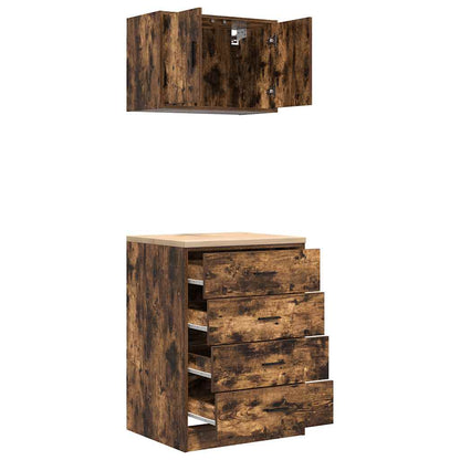 Garage Cabinets 2 pcs Smoked Oak Engineered Wood