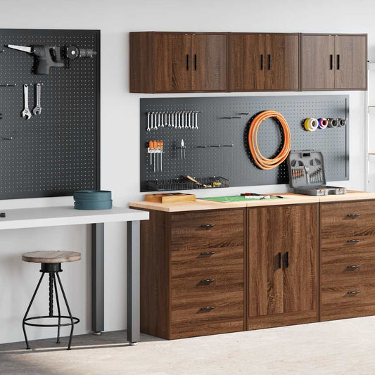 Garage Cabinets 2 pcs Brown Oak Engineered Wood