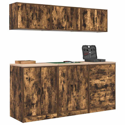 Garage Cabinets 6 pcs Smoked Oak Engineered Wood