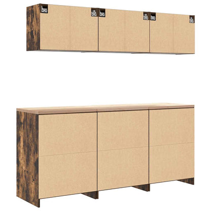 Garage Cabinets 6 pcs Smoked Oak Engineered Wood